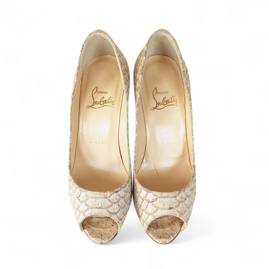 クリスチャンルブタン Louboutin パイソン オープントゥパンプス