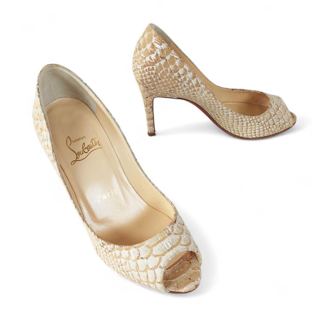 クリスチャンルブタン Louboutin パイソン オープントゥパンプス