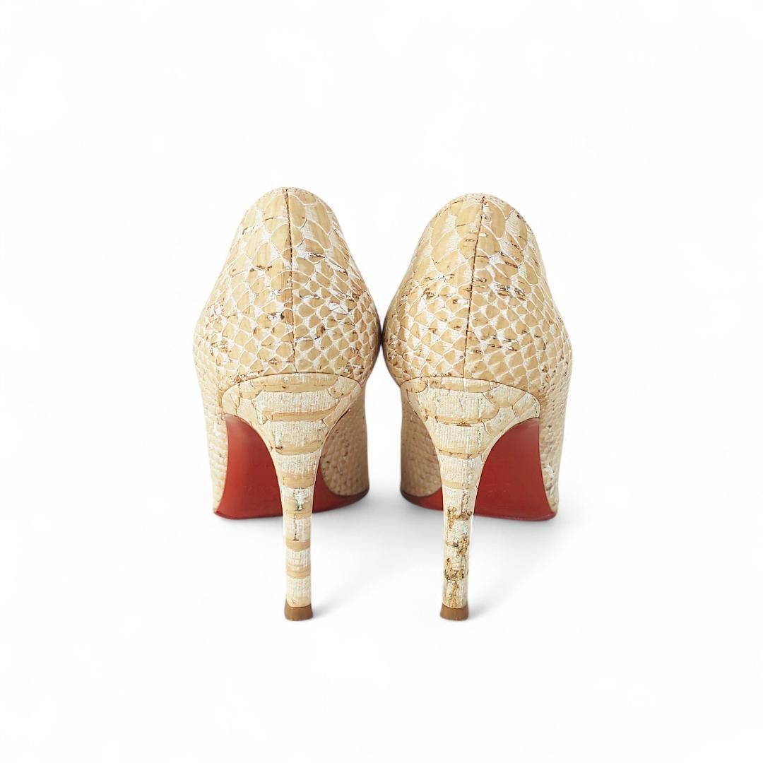 クリスチャンルブタン Louboutin パイソン オープントゥパンプス