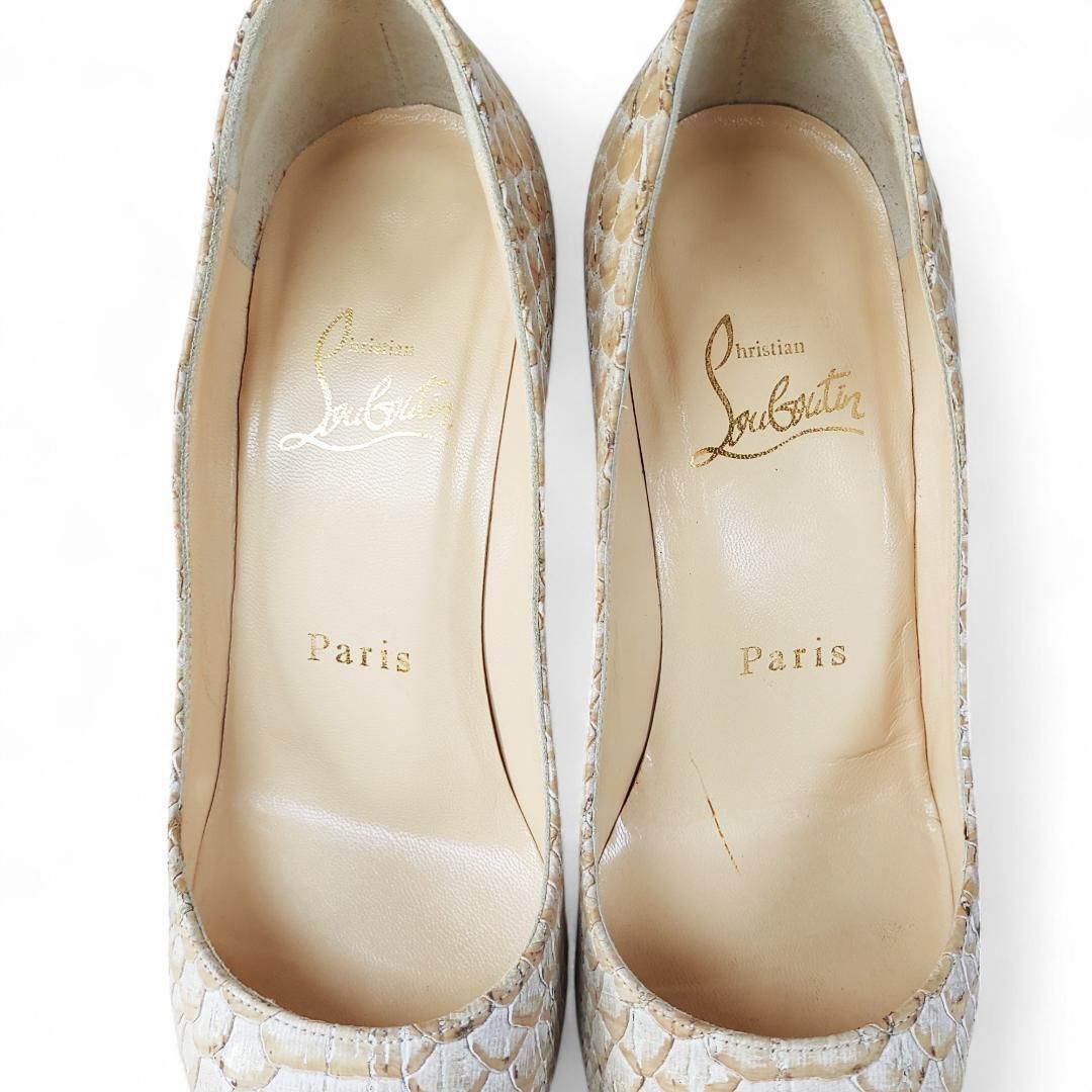 クリスチャンルブタン Louboutin パイソン オープントゥパンプス