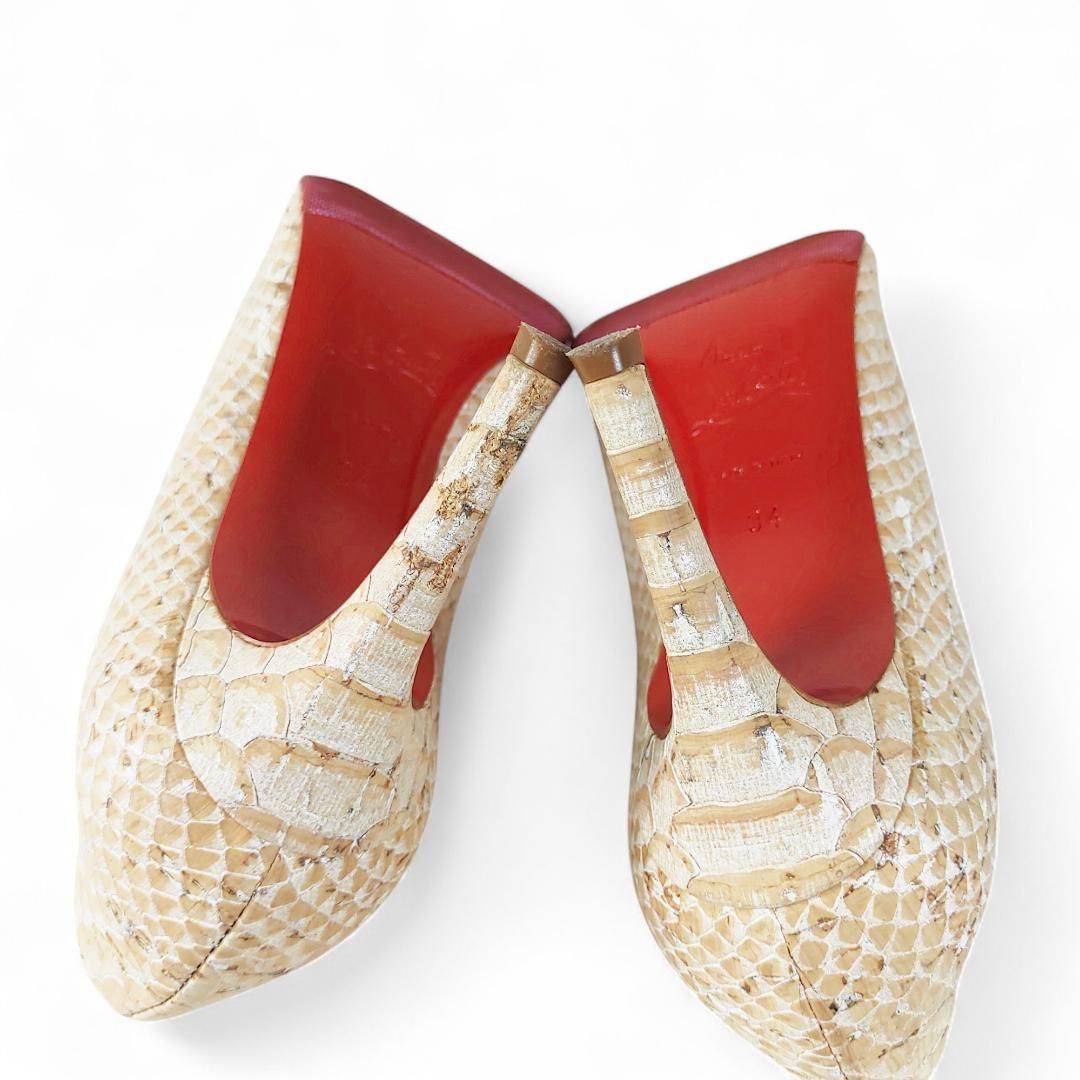 クリスチャンルブタン Louboutin パイソン オープントゥパンプス