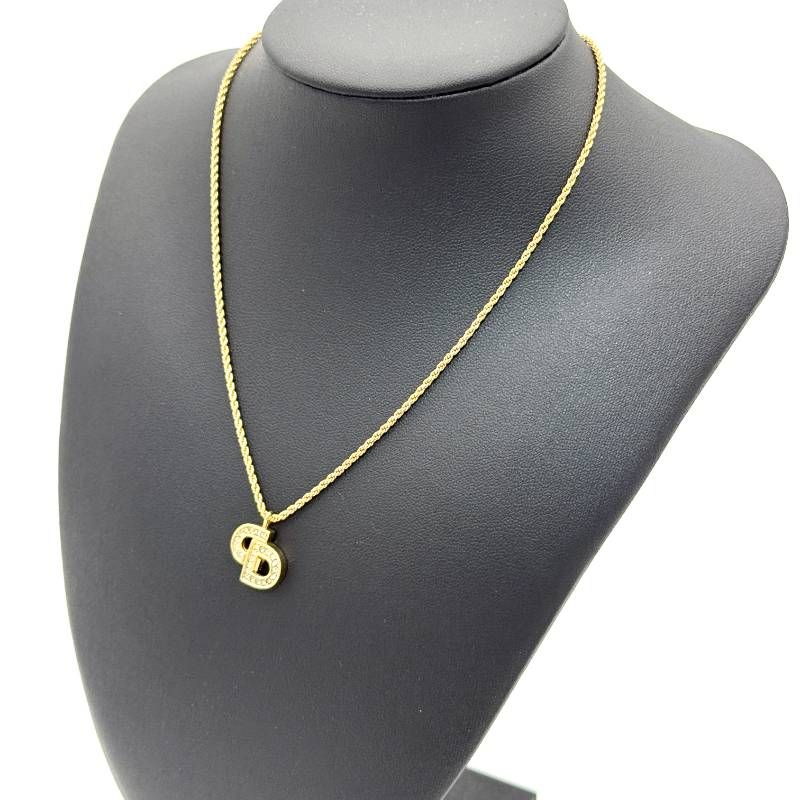 【美品】Christian Dior ネックレス CDロゴ ヴィンテージ② 美品 Dior CDロゴ ラインストーン ネックレス ゴールド クリスチャン