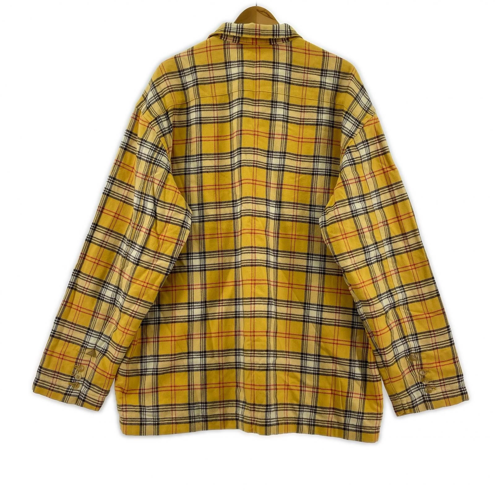 PAPAS パパス ウール混 チェックジャケット sizeL/イエロー×ブラウン