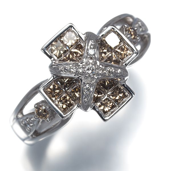 レ・エッセンシャル リング ブラウン&クリア ダイヤ ダイヤモンド