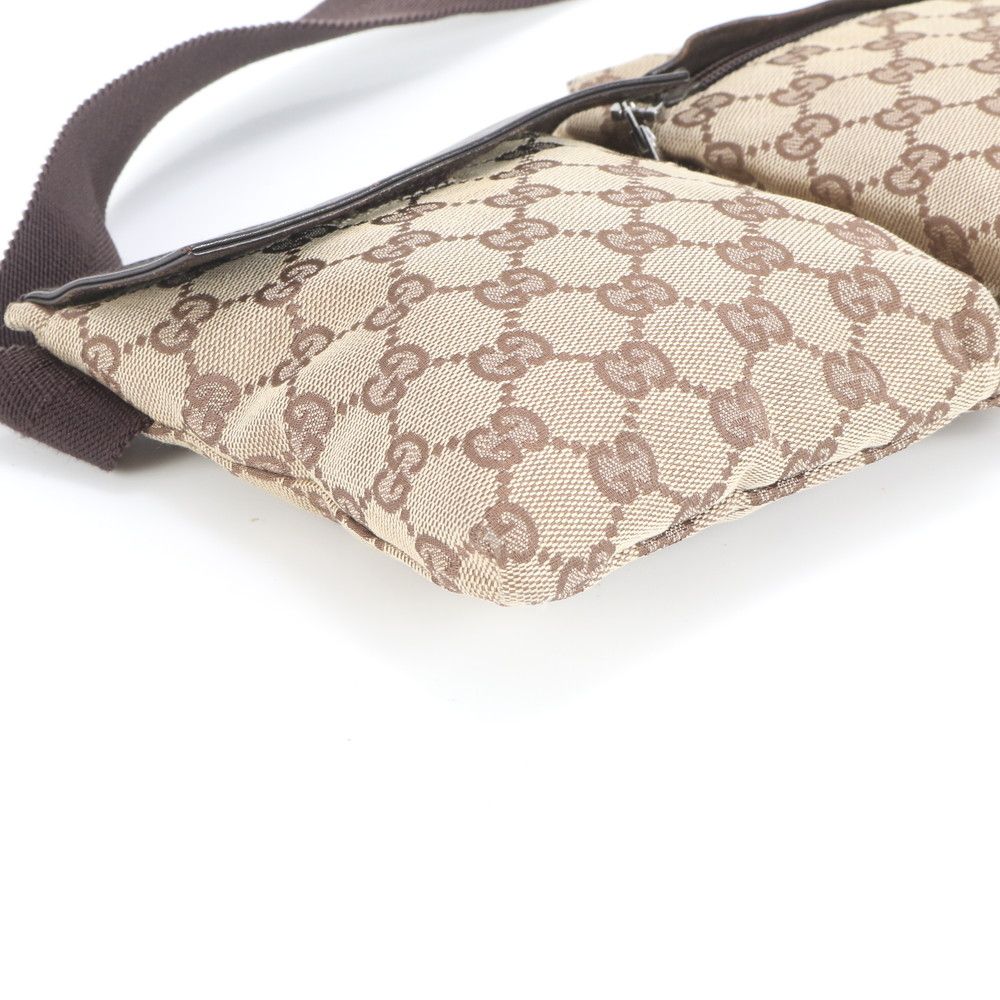 美品 グッチ GG キャンバス 28566 レザー 2WAY ボディバッグ 斜め掛け