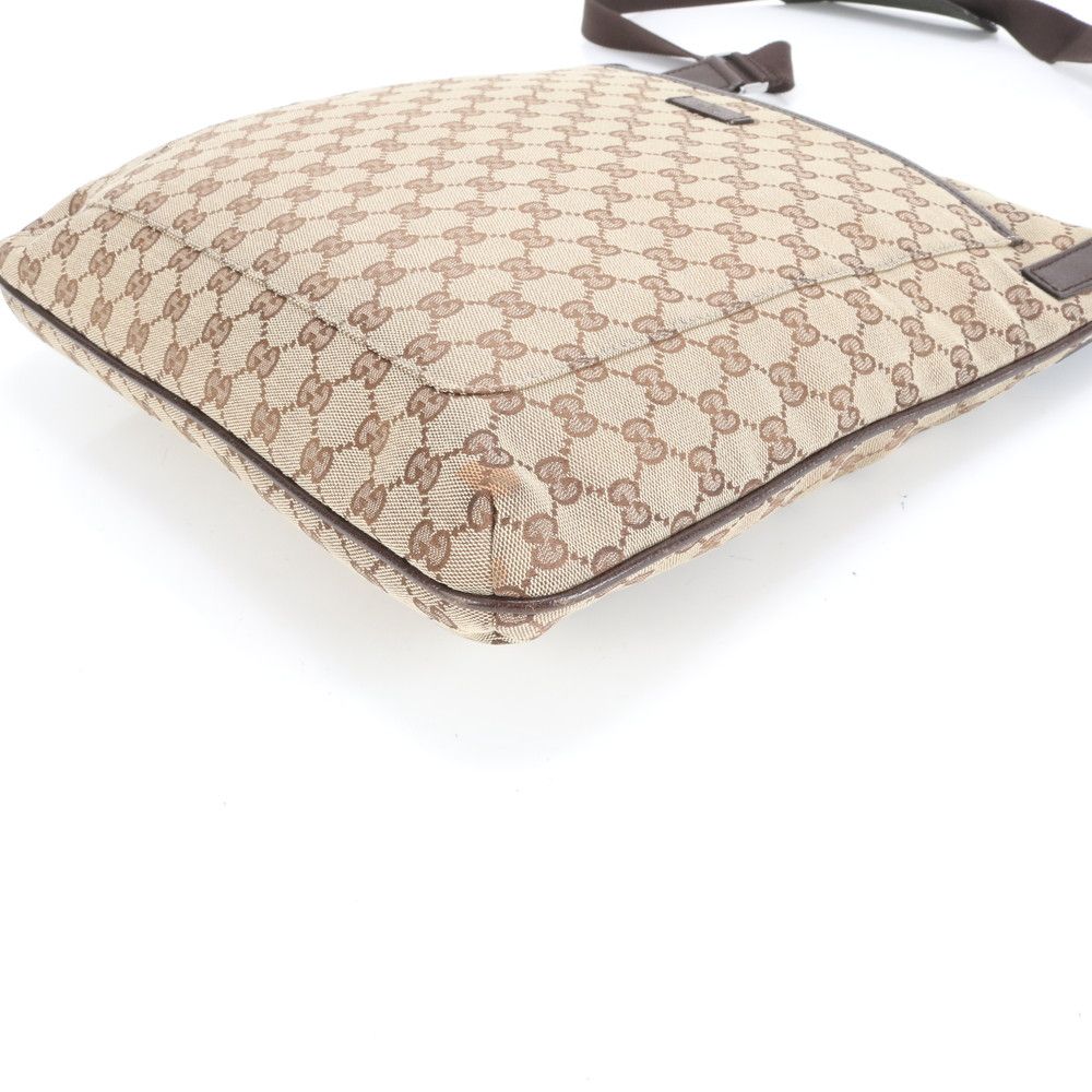 極美品 グッチ GG キャンバス 122791 レザー ショルダーバッグ 斜め