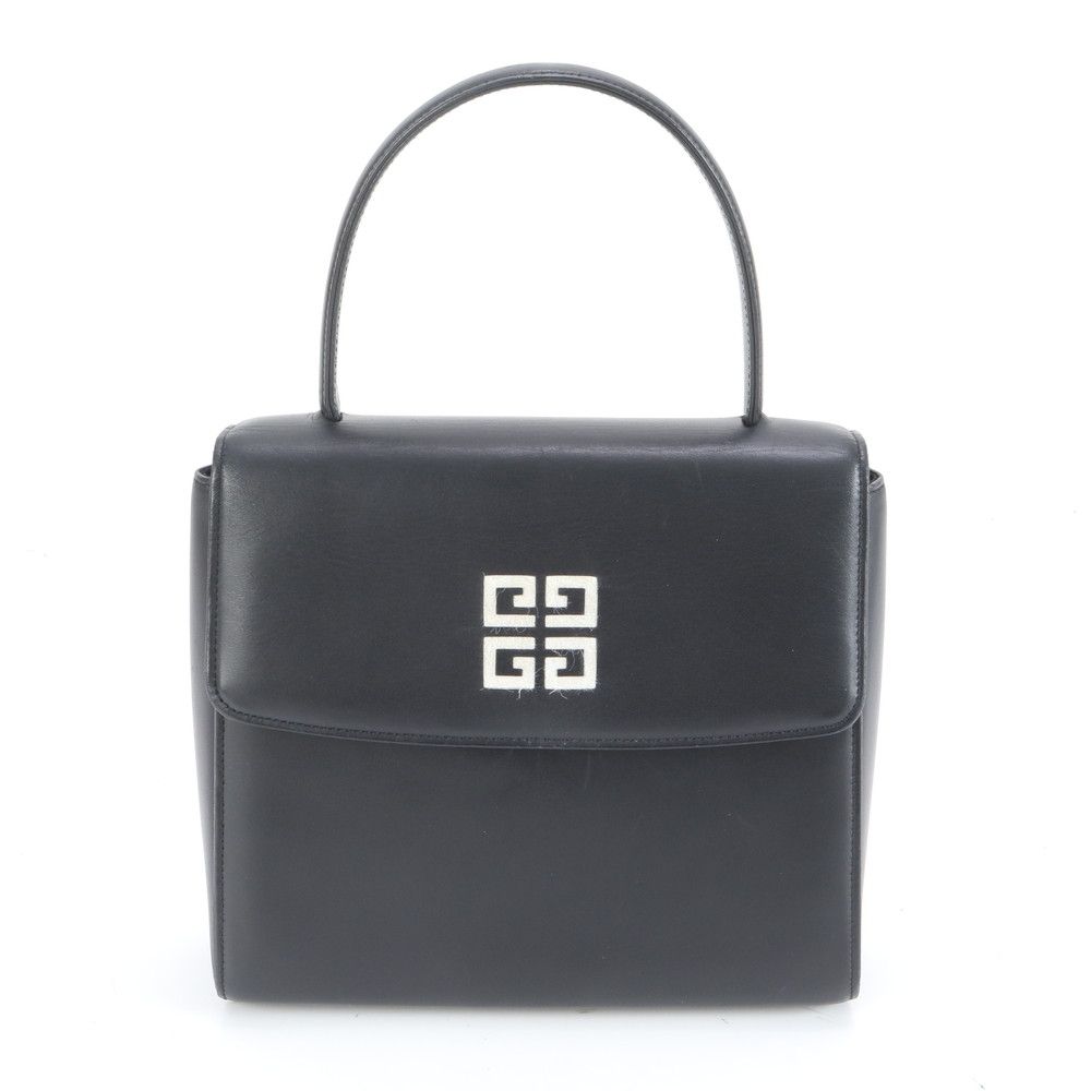 【極美品✨】ジバンシー　4Gロゴ　ハンドバッグ　編み込みフラップ　レザー　黒 GIVENCHY ジバンシー 4G ロゴ ハンドバッグ フラップ レザー - メルカリ
