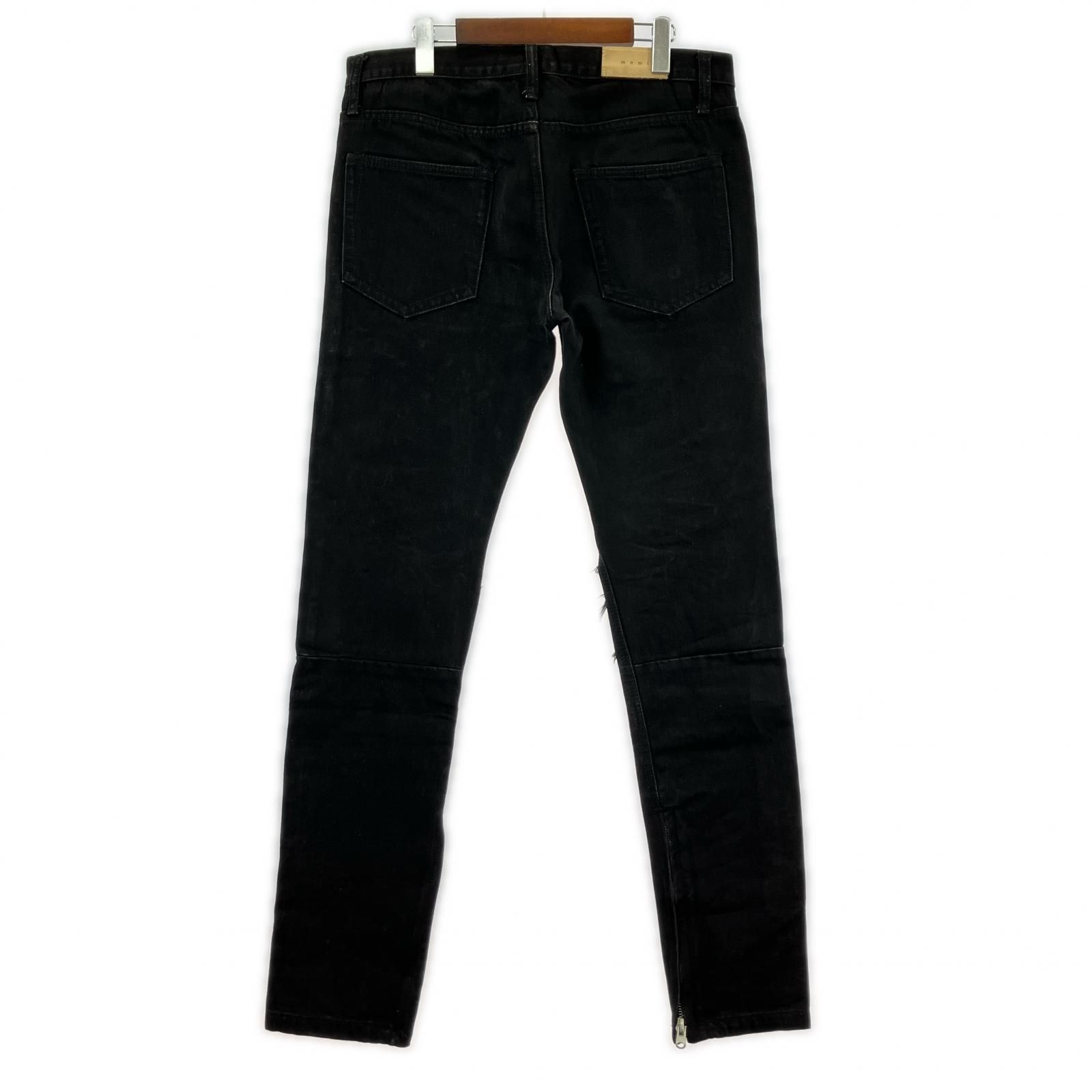 mnml ミニマル　ダメージジーンズ　32インチ mnml ミニマル ダメージ加工 デニムパンツ size32/ブラック - メルカリ