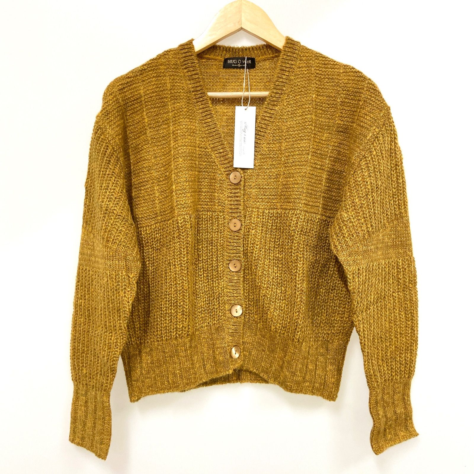OG41 タグ付き Hug O War ハグオーワー ニットカーディガン からし色