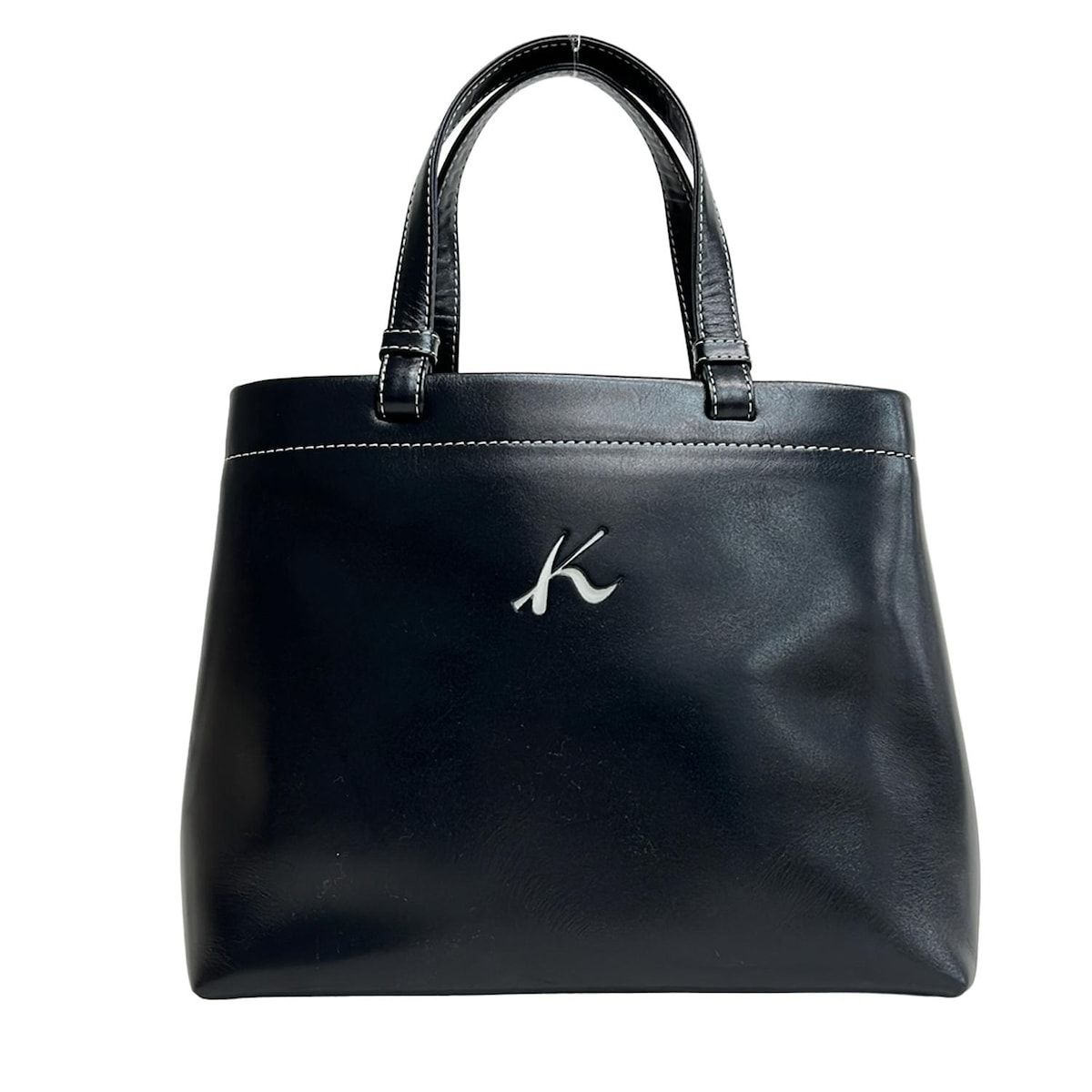 キタムラ トートバッグ ダークネイビー×白 レザー KITAMURA KITAMURA
