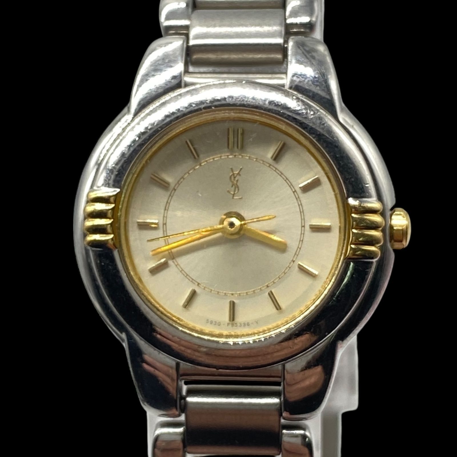 【稼働/美品】イヴサンローラン カサンドラロゴ コンビ レディース 腕時計 稼働品 Yves Saint Laurent イヴサンローラン 腕時計 QZ クォーツ 3針