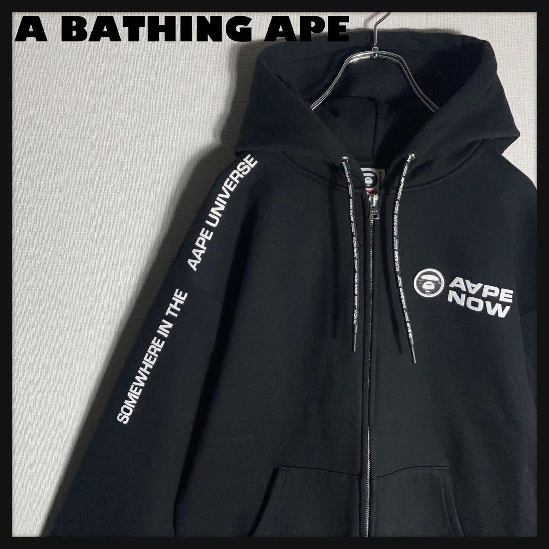 極美品】A BATHING APE フルジップパーカー ロゴ 裏起毛 黒 M - メルカリ