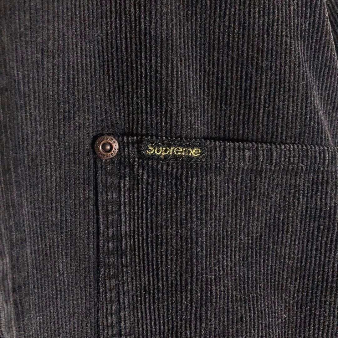 SUPREME コーデュロイジャケット ワンポイントロゴ フルジップ 黒 L