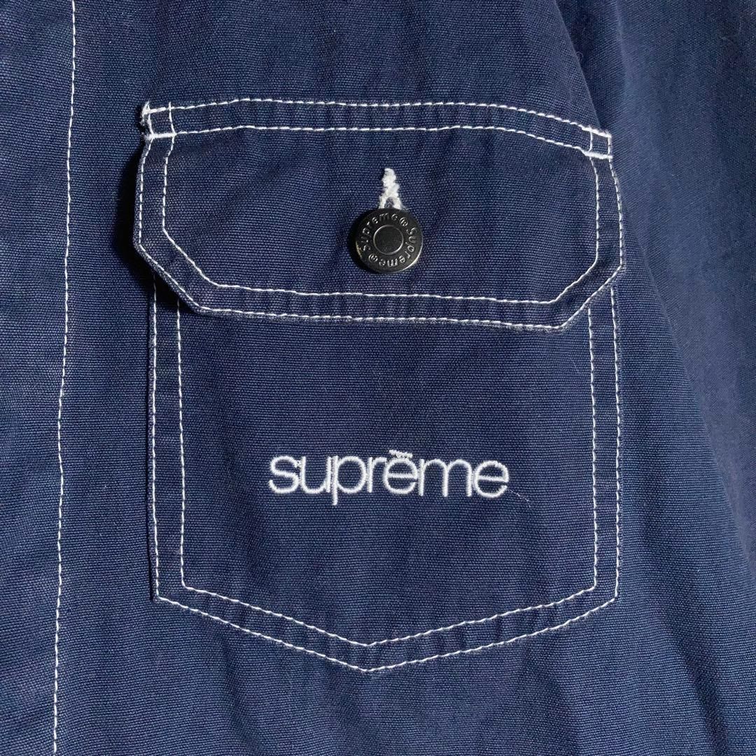 SUPREME ワークジャケット カバーオール 刺繍ロゴ インディゴ L - メルカリ