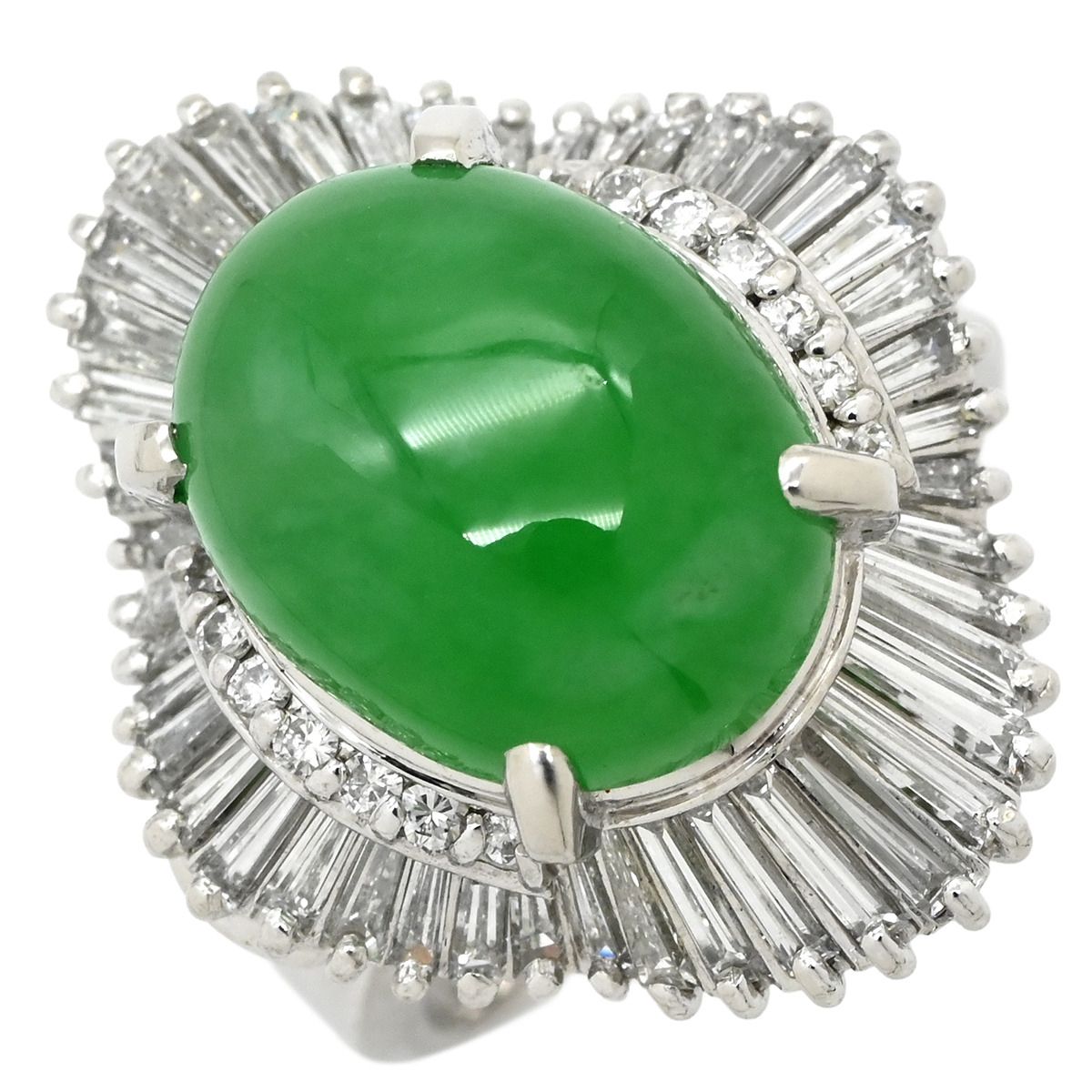 リング 指輪 ヒスイ 6.81ct ダイヤモンド プラチナシルバー 緑