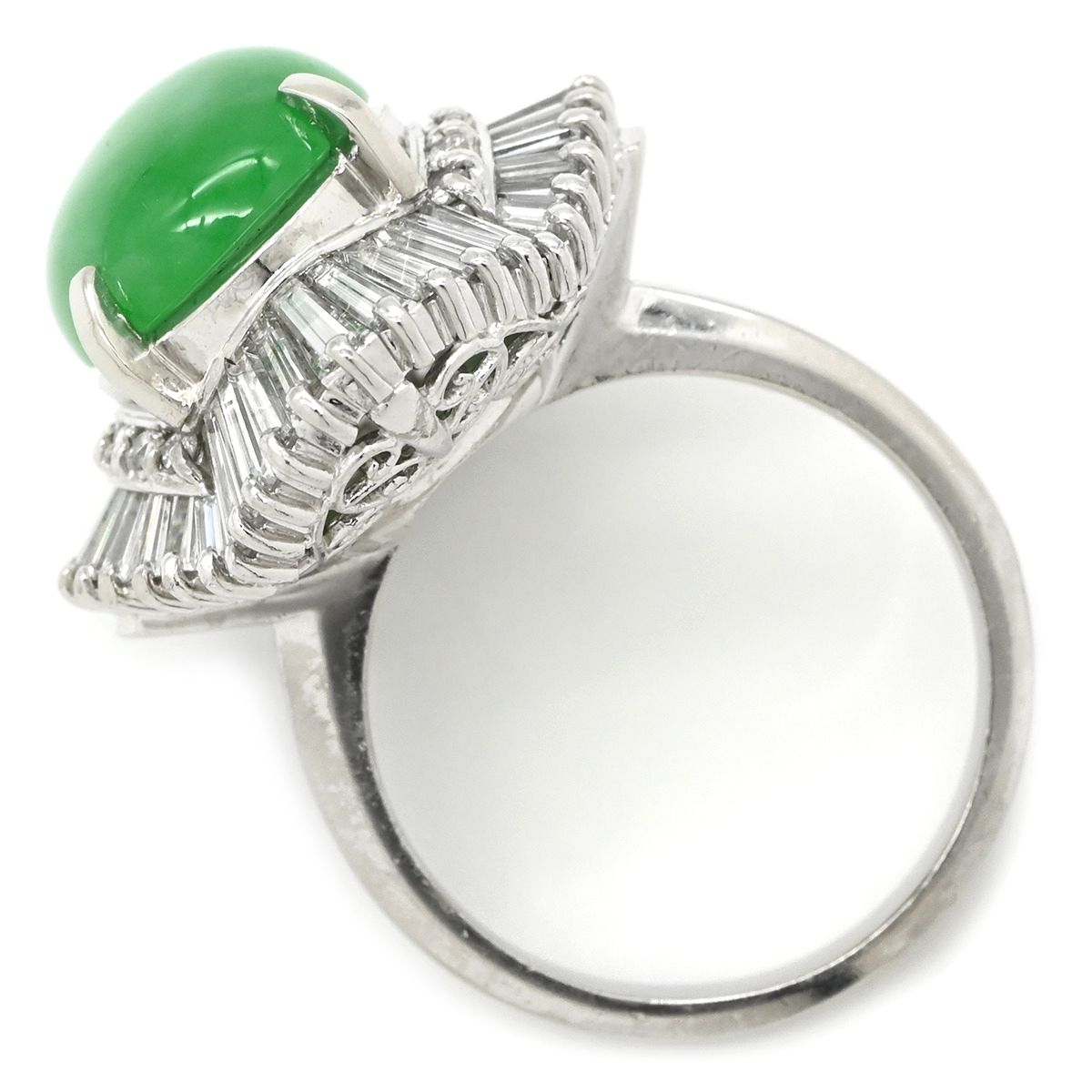 リング 指輪 ヒスイ 6.81ct ダイヤモンド プラチナシルバー 緑