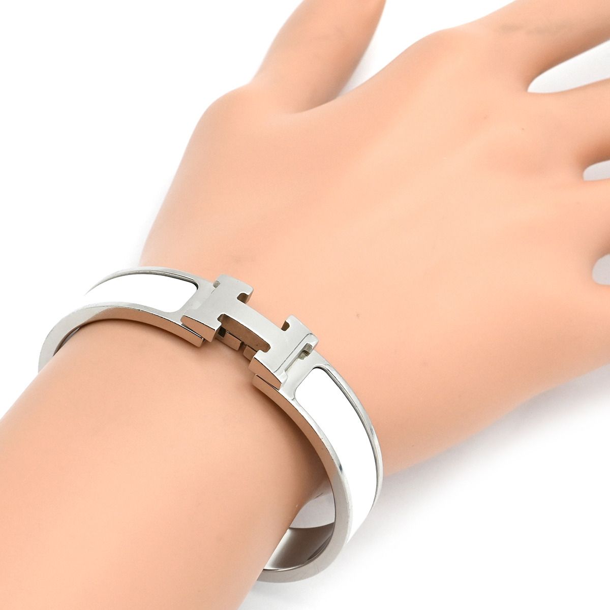 エルメス HERMES ブレスレット クリックH PM GP エナメル ホワイト