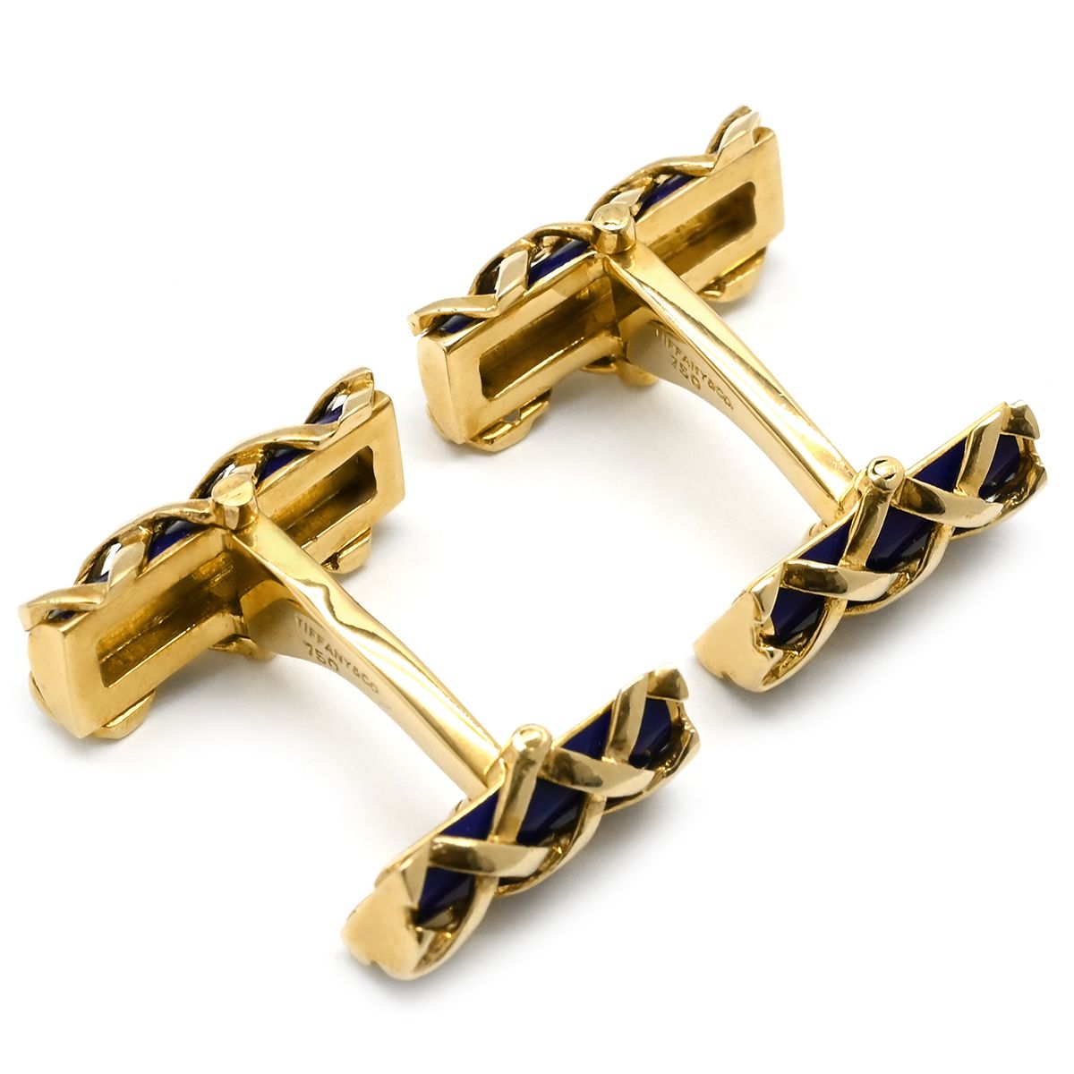 ティファニー Tiffany & Co カフス イエローゴールド×ネイビー T&Co