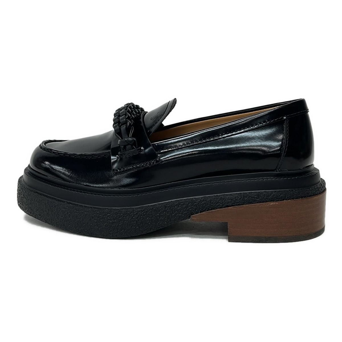 TOD'S(トッズ) ローファー 34 1/2 レディース - 黒 編み込み レザー