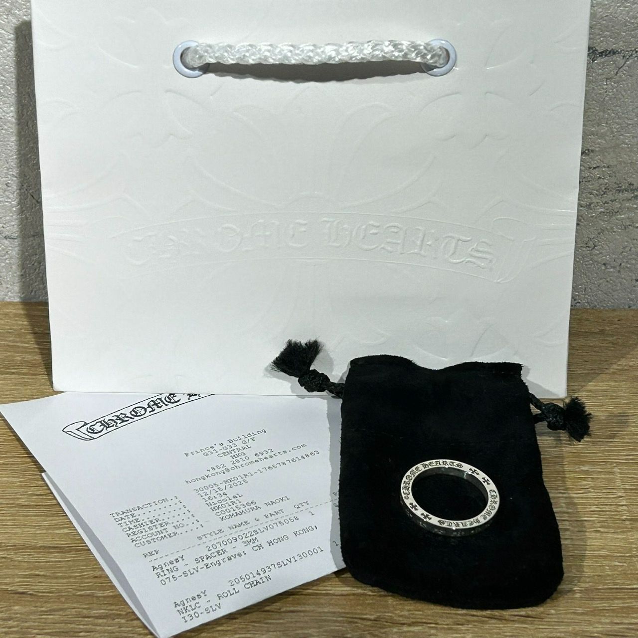 CHROME HEARTSスペーサーリング3mm HONG KONG刻印香港限定 新品未使用 Chrome Hearts クロムハーツ 24.5号 スペーサーリング 3mm