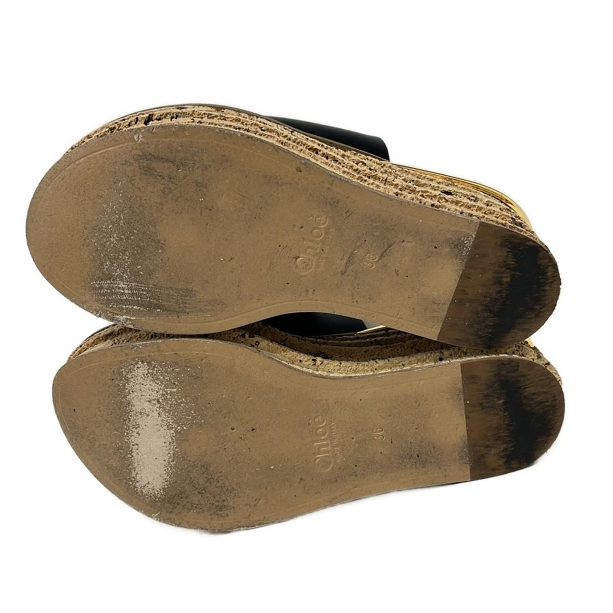 Chloe(クロエ) サンダル 36 レディース - 黒 ウェッジソール レザー