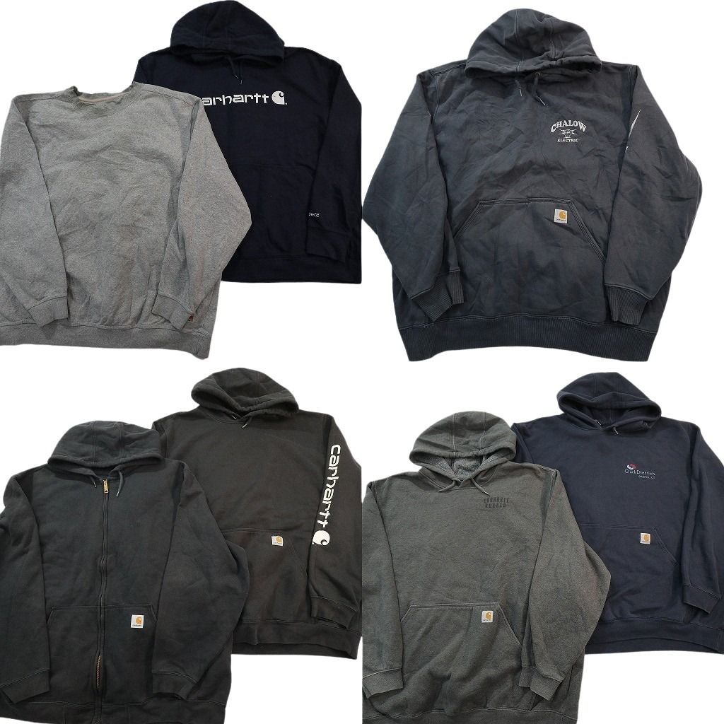 古着卸 まとめ売り カーハート carhartt スウェット 8枚セット (メンズ 2XL /3XL /4XL ) クルーネック フーディー 中古 古着 ND2049