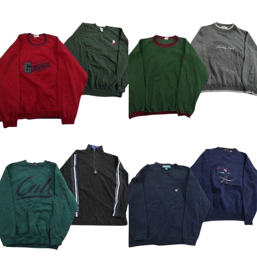 古着卸 まとめ売り カラー スウェット 8枚セット (メンズ XL ) クルー