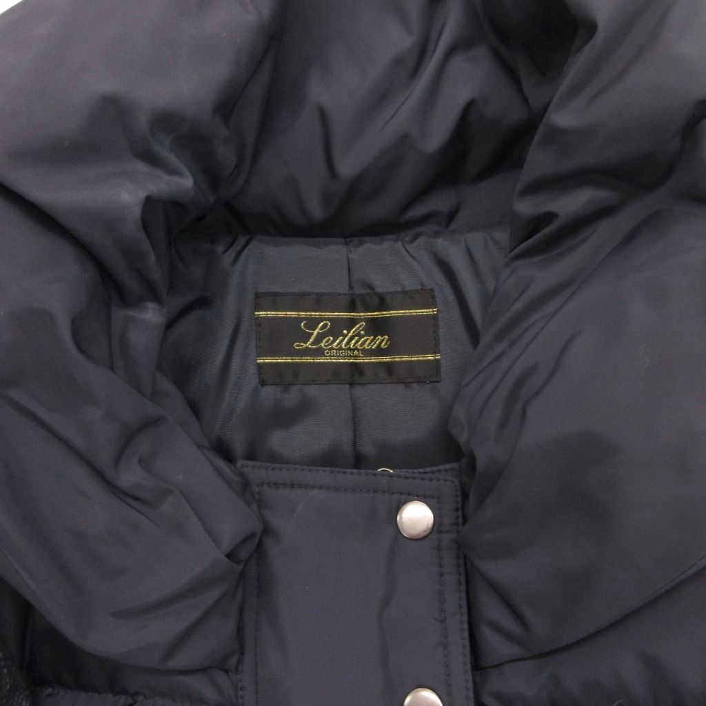 レリアン Leilian ダウンコート ロング ステンカラー 11 紺 ネイビー