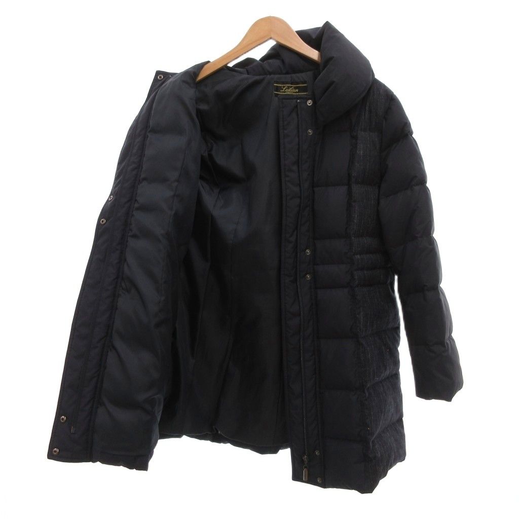 レリアン Leilian ダウンコート ロング ステンカラー 11 紺 ネイビー