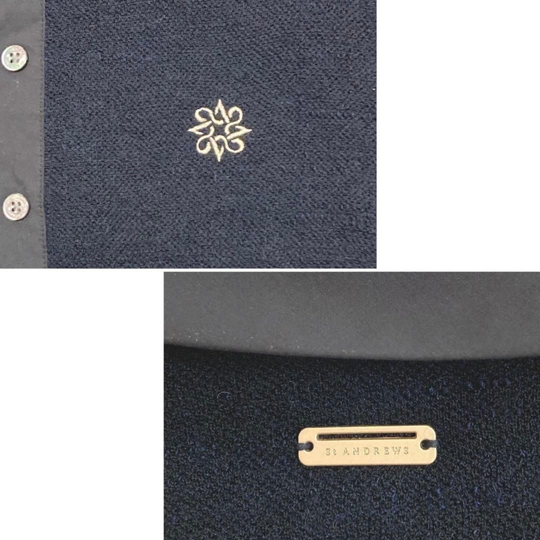 St ANDREWS 売れ筋 襟切替長袖ポロシャツ ハーフボタン 大人綺麗め