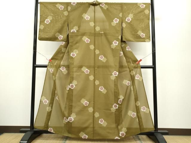 平和屋着物＊夏物　小紋　絽　椿　洗える着物　CABB2170ze 平和屋着物＊夏物 小紋 絽 椿 洗える着物 CABB2170ze 【公式通販】