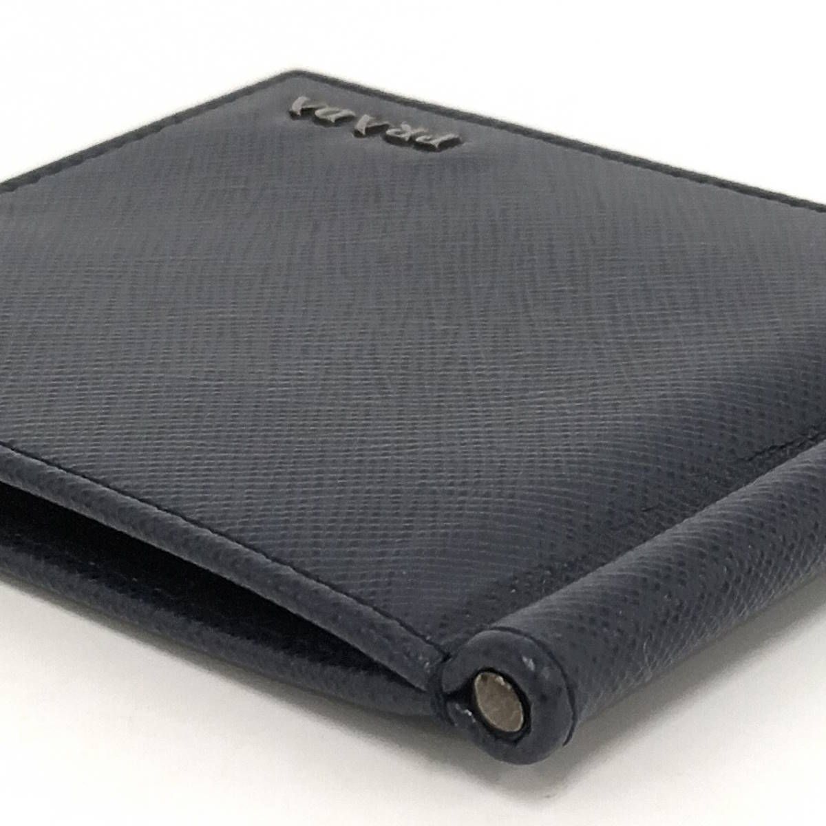 PRADA ネイビー レザー マネークリップ　財布 楽天市場】PRADA プラダ メンズマネークリップ二つ折り財布 札入れ