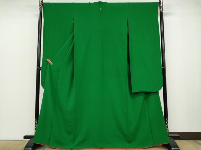 平和屋着物●ファッションデザイナー 花井幸子　振袖　霞地紋　常磐色　正絹　逸品　CABB6235ut 平和屋着物○ファッションデザイナー 花井幸子 振袖 霞地紋 常磐色