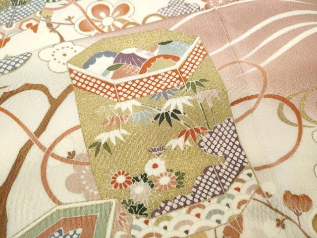 平和屋着物○創業460年・千總 訪問着 駒刺繍 立波貝桶枝花文 暈し染め