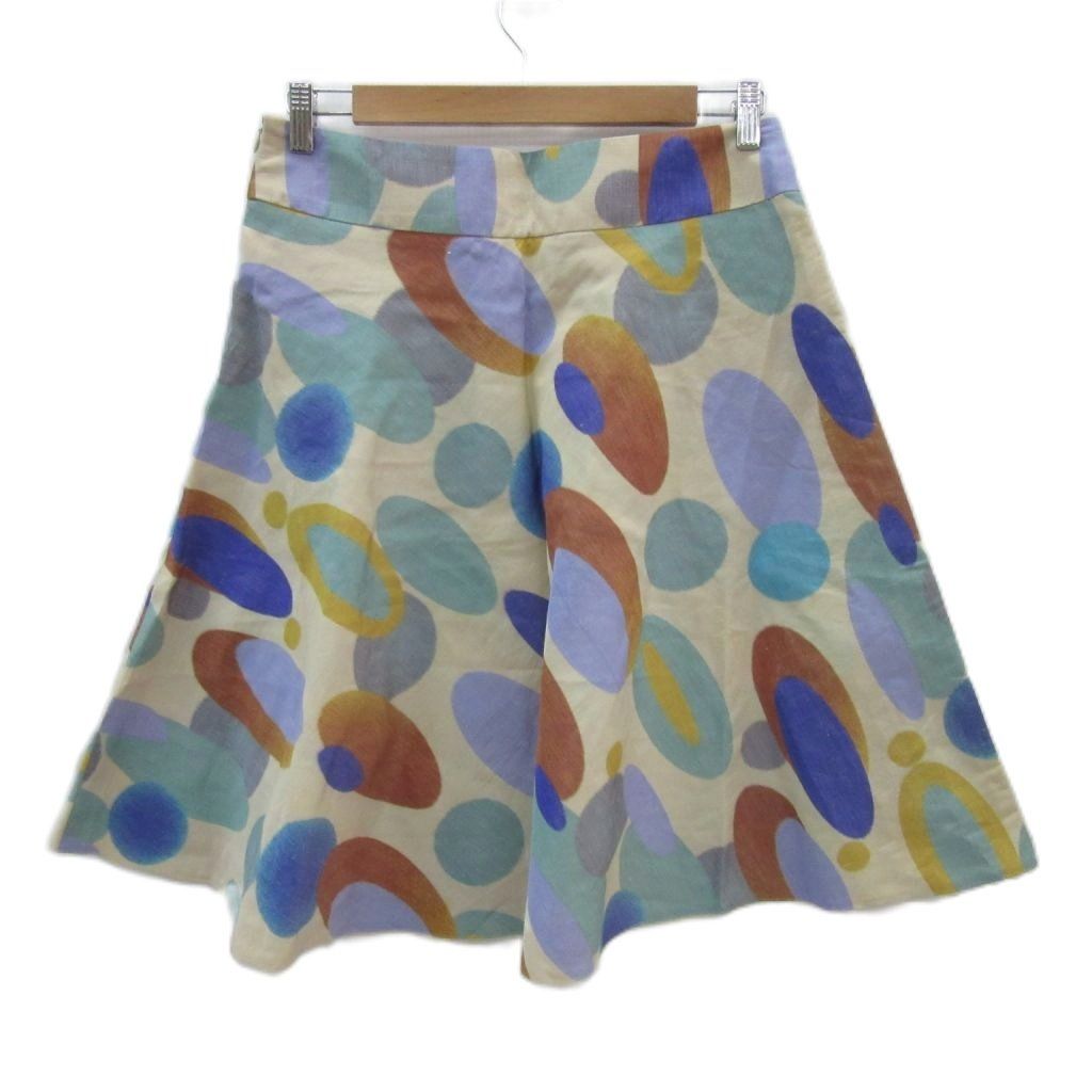 アクリスプント Akris Punto フレアスカート 8 L 麻 リネン ベージュ