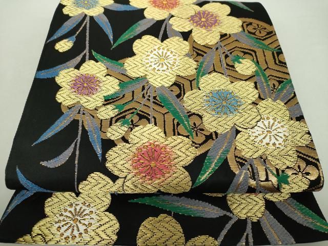 花井幸子　ネイビー　唐花模様　袋帯　着物　022 a p 平和屋着物○ファッションデザイナー 花井幸子 六通柄袋帯 唐織