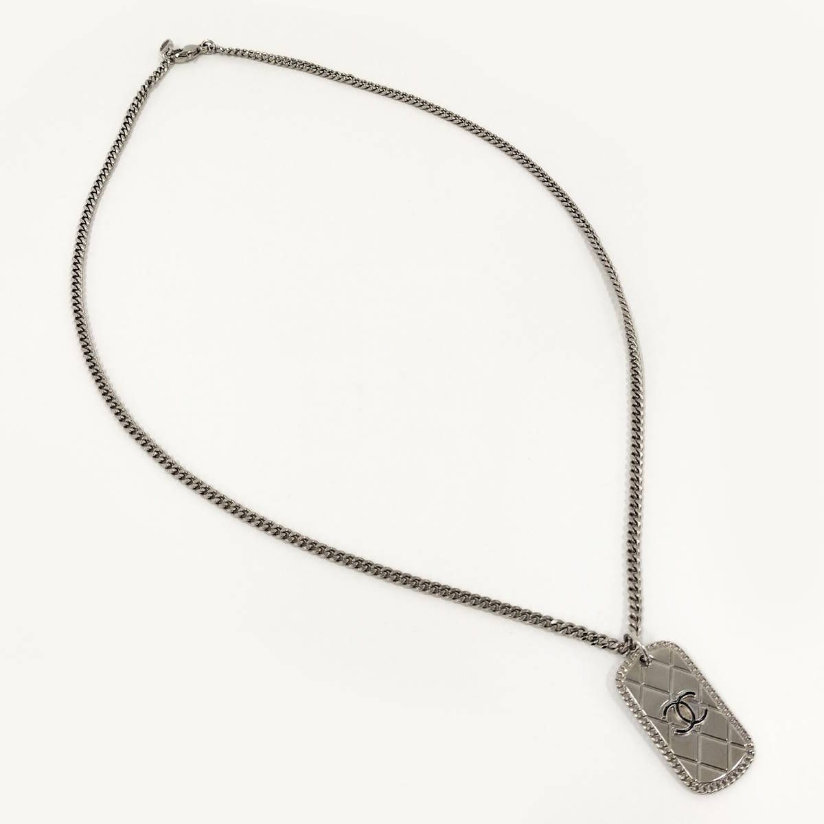 CHANEL ネックレス ココマーク シルバー メッキ ドッグタグ A41491