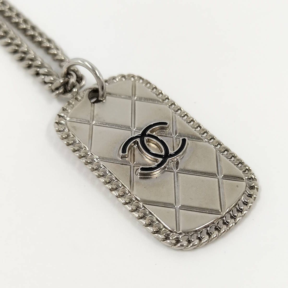CHANEL ネックレス ココマーク シルバー メッキ ドッグタグ A41491