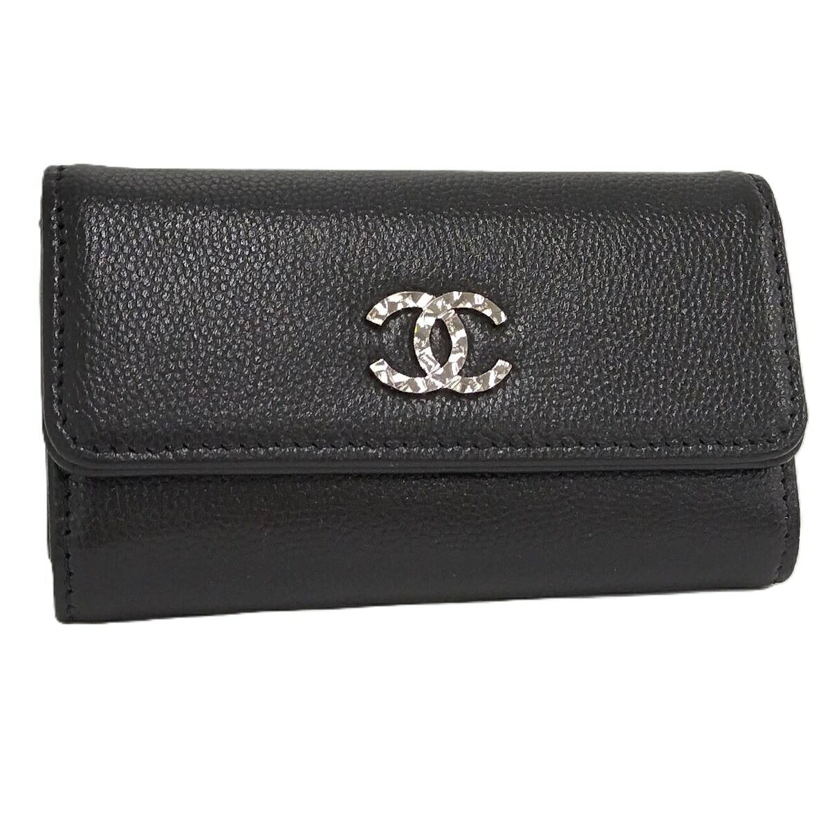 【未使用に近い】シャネル　ココマーク　キャビアスキン　ブラック　キーケース CHANEL セブルガ ココマーク 6連キーケース キャビアスキン ブラック