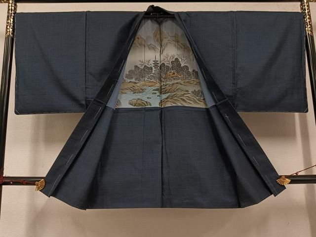 平和屋着物○男性 本場大島紬 アンサンブル 100亀甲 総詰め 正絹 逸品