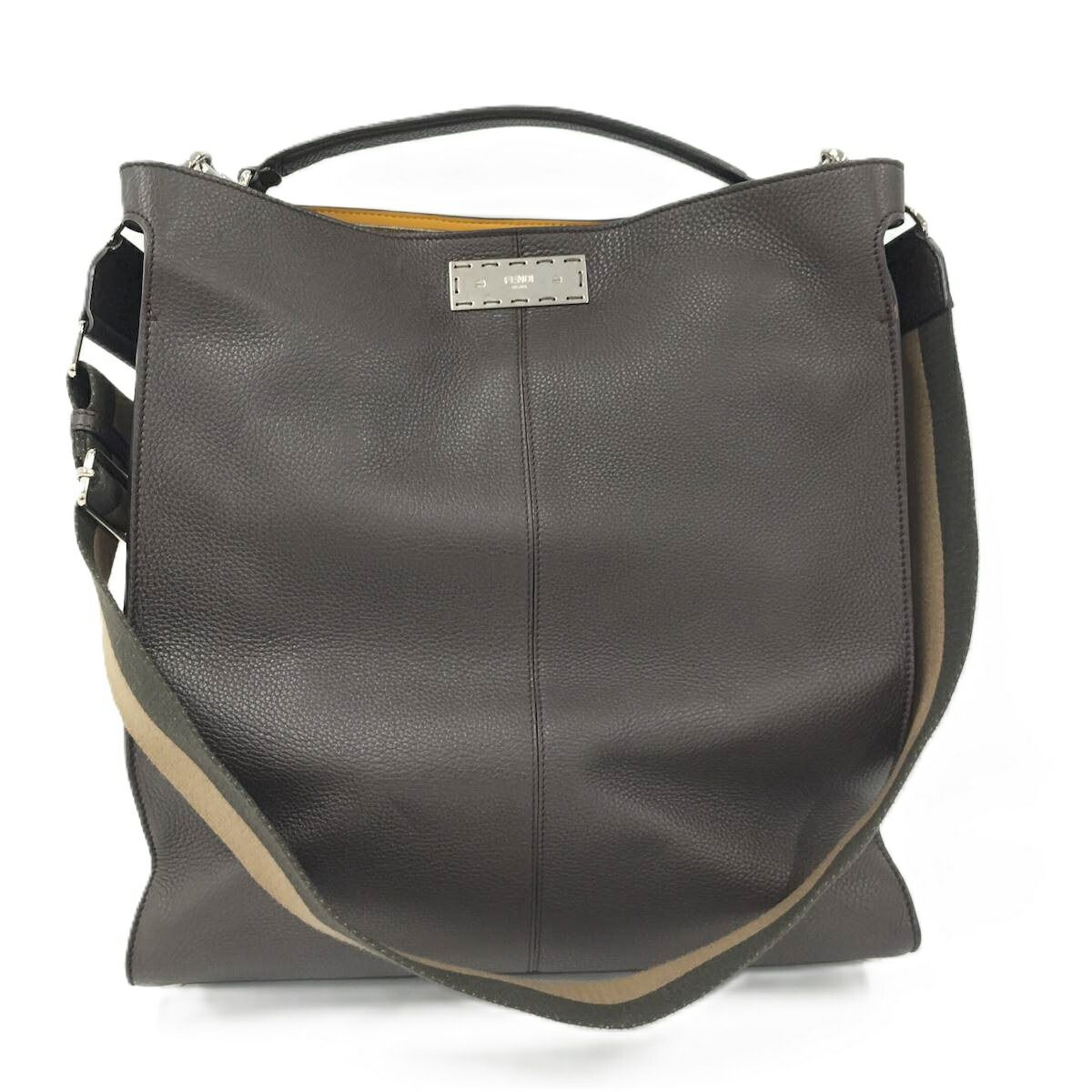 FENDI ピーカブー エッグ 2WAY ショルダーバッグ レザー ブラウン