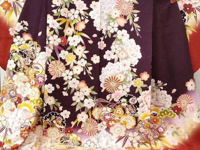 平和屋着物○豪華振袖・長襦袢セット 草花文 暈し染め 金彩 やまと誂製