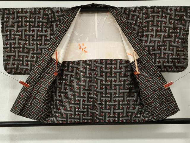 平和屋着物○本場大島紬 龍郷絣 秋名バラ アンサンブル 正絹 逸品