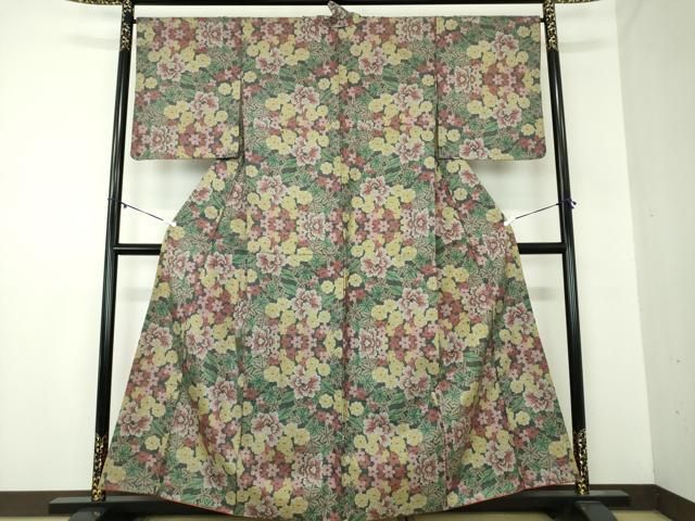平和屋着物○本場大島紬 7マルキ 花尽くし 正絹 逸品 未使用