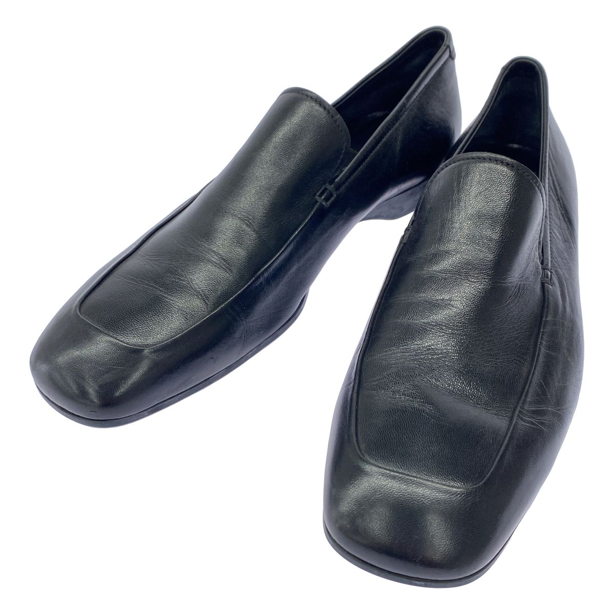 PRADA プラダ スクエアトゥ フラットレザーローファーシューズ 1537