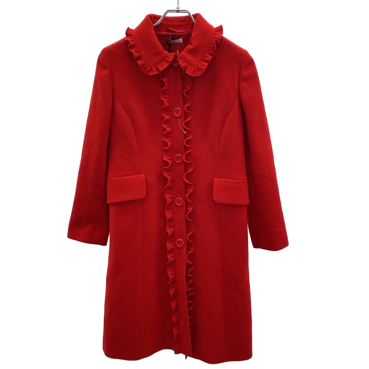 miu miu ミュウミュウ フリルコート MS1232 レッド 38 - メルカリ