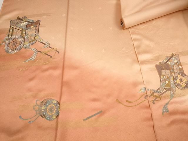 平和屋着物▽中国三大刺繍 蘇州刺繍 総刺繍 付下げ 反物 着尺 御所車