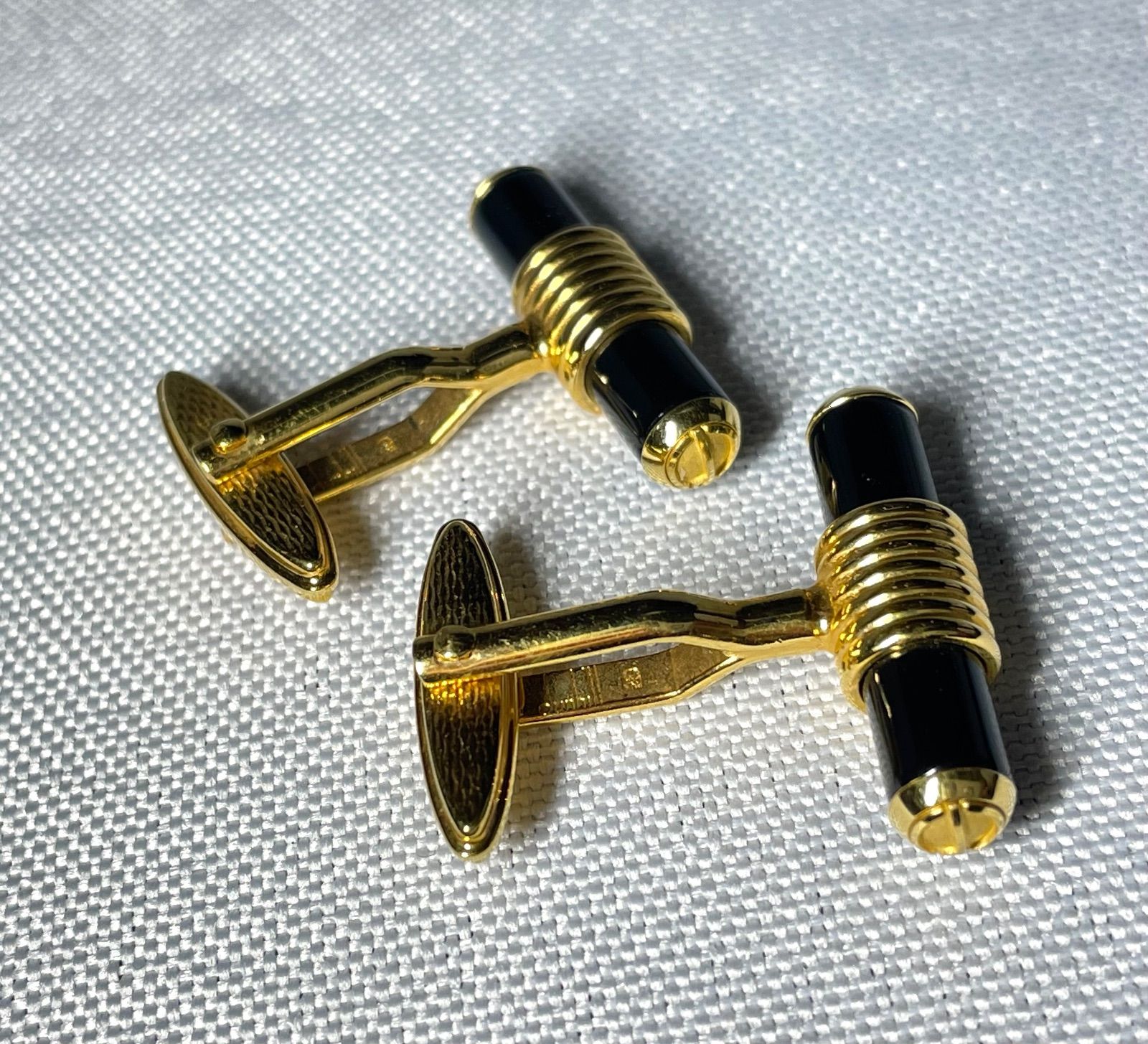 希少・超美品】dunhill ダンヒル ロゴプレート カフス 黒 シルバー