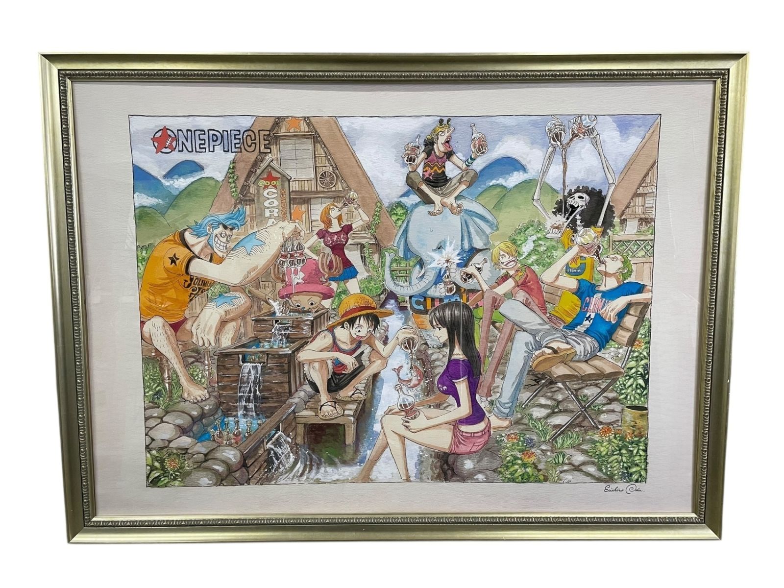 ONE PIECE 公式アート 尾田栄一郎 プリントサイン・真贋証明書付 ONE PIECE 複製原画 尾田栄一郎 MANGA ART HERITAGE 集英社 額装 作品