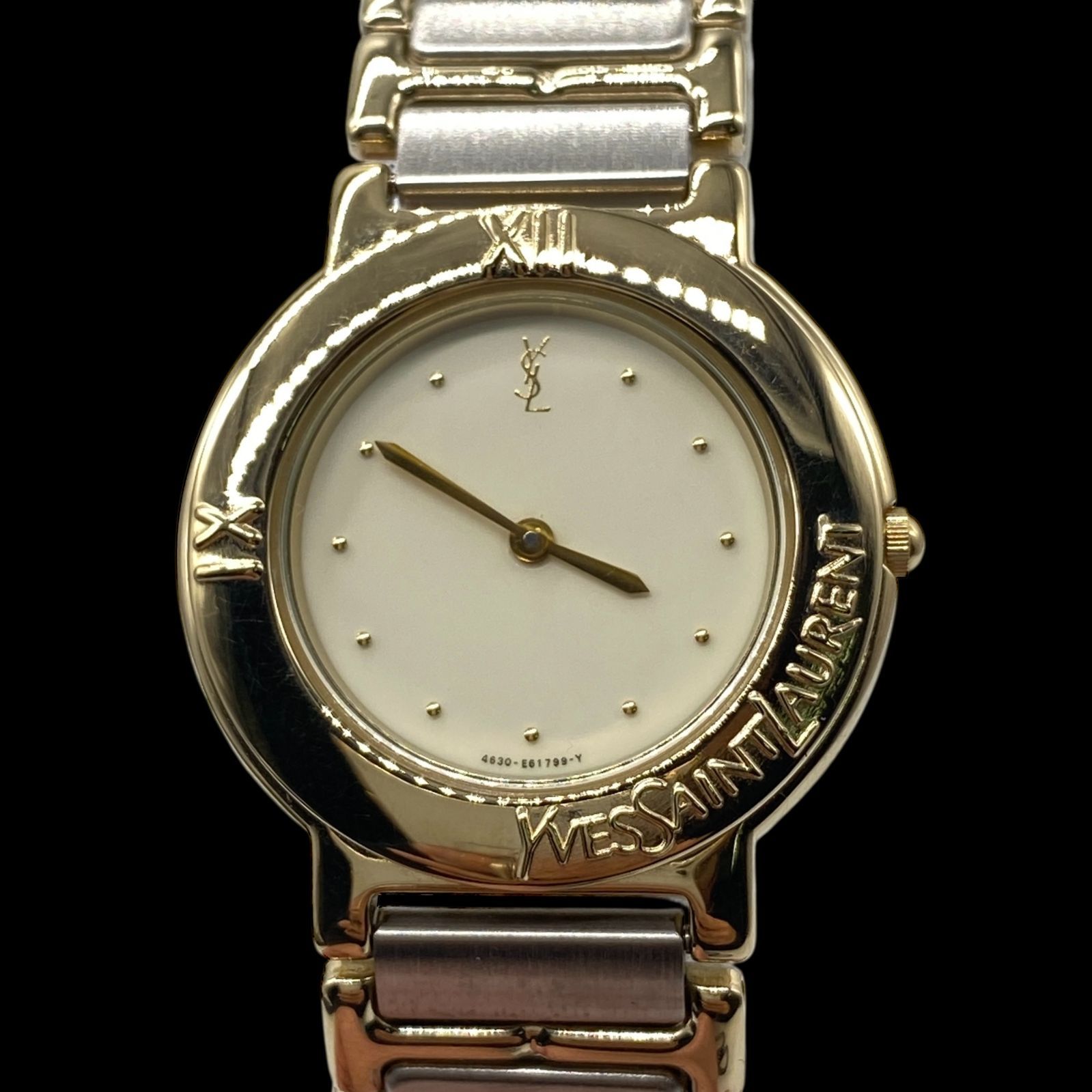 美品 稼働品 Yves Saint Laurent イヴサンローラン コンビ 腕時計 QZ